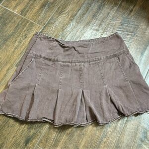 brown mini denim skort